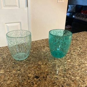 Set of two plastic wine glasses used as pictured